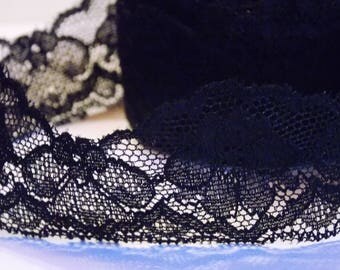 1 meter ❥ lovely Black Lace floral Ribbon 40mm