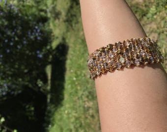 Refined and elegant shades of beige Swarovski Crystal bracelet