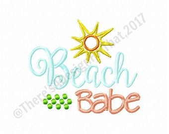 Beach baby embroidery design, summer embroidery design, vacation embriodery design, sun embroidery design