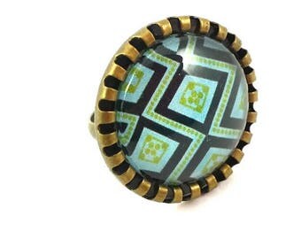 Ring cabochon #imprimé wax.