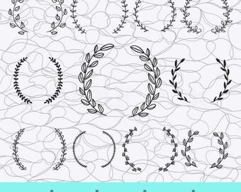 Leaf Wreath SVG, Laurel Wreaths Clipart Digital Download, Leaf Circle Monogram Frame, Clipart Cutting Files for Cricut Explore, Silhouette