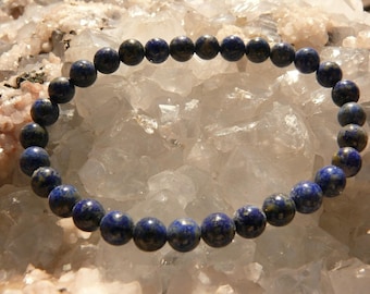 Lapis Lazuli 6 mm round pearl bracelet with A + grade on elastic thread