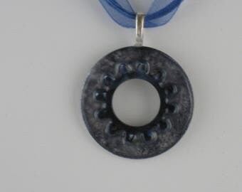 Dark Blue & Silver Washer Necklace