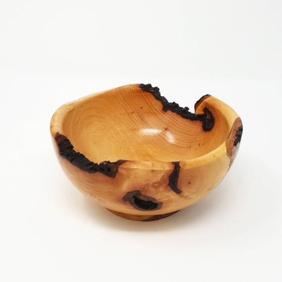 Hickory Handcrafted Natural Wood Bowl. Unique Handmade Decorative Home Décor Gift for Christmas.