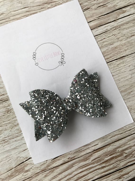 Bow clips glitter bow hair clip headbands bowclip silver