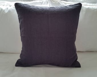 Navy linen cushion cover