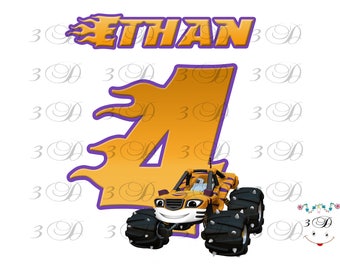Blaze Iron On Transfer Design. Blaze Birthday Shirt Iron On Transfer. Blaze DIY Birthday Shirt Transfer. Digital File Only