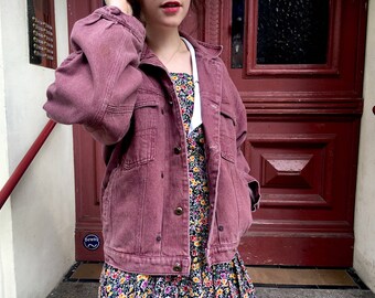 Awesome vintage denim jacket aubergine color / purple denim / 90s / boxy denim jacket / jeans jacket / Jeansjacke / fits S-L
