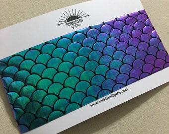 Iridescent Mermaid Scales Yoga Headband, Fitness Headband, Running Headband