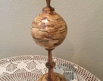 Turned segmented wood finial decorative woodturning