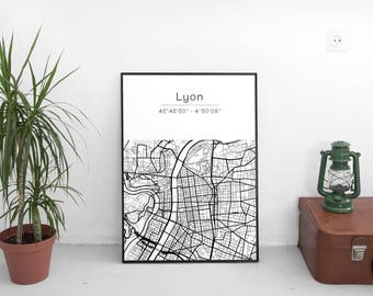 Lyon poster - Map (A4)