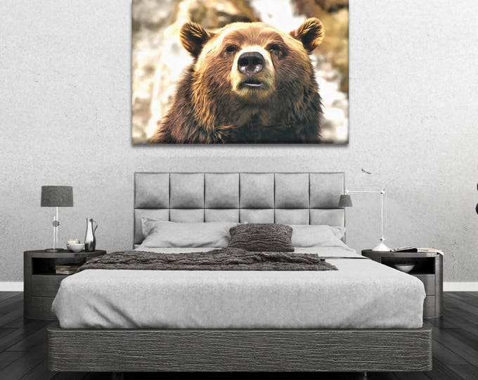 Grizzly Bear canvas, Bear canvas, Art Bear, canvas, Interior decor, room design, print poster, art picture, gift
