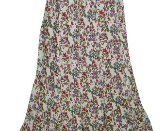 Holiday Flared Maxi Skirt Mini Floral Print Rayon Hippie Chic Living The Dream Long Skirts S/M