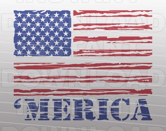 Merica SVG File,American Flag SVG,USA Flag svg File-Cutting Template-Vector Clip Art Commercial & Personal Use-Cricut,Cameo,Silhouette,Vinyl