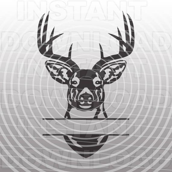 Download Buck Head Deer Hunting Monogram Split SVG File Cutting ...