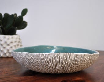 Extra Large Geode Porcelain Bowl - Large Ceramic Bowl, Blue Ceramic Bowl, Fruit Bowl, Handmade Pottery Bowl, Ceramic Serving Platter