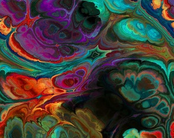 Designer Vibrant Jeweltones Artist Created Minky Fabric By The Yard Apparel