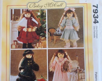 McCalls Crafts Pattern 7934, Betsy McCall Pattern, 18 Inch Doll Clothes Pattern, Victorian Doll Clothes Pattern