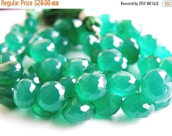 Deep Discount Sale Green Onyx Gemstone Briolette AAA Faceted Onion 7mm 1/2 Strand 28 beads