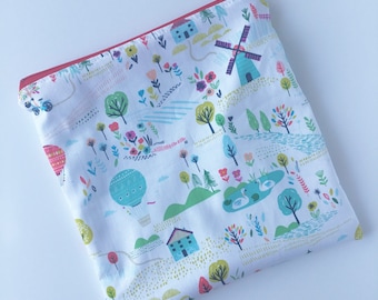 Sandwich Bag - Kids - Windmills - Lunch Bag - Zippered Sandwich Bag - Sandwich Sack - Kids Lunch Bag - Reusable Sandwich Bag