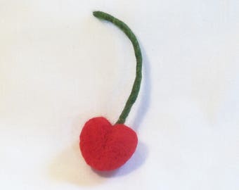 Needle Felted Cherry - Life Size Felt Fruit