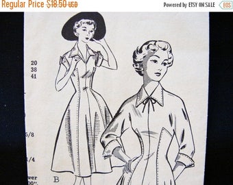 on SALE 25% Off 1950s Dress Pattern Misses size 10 Womens Princess Seam Full Skirt Dress Vintage Sewing Pattern