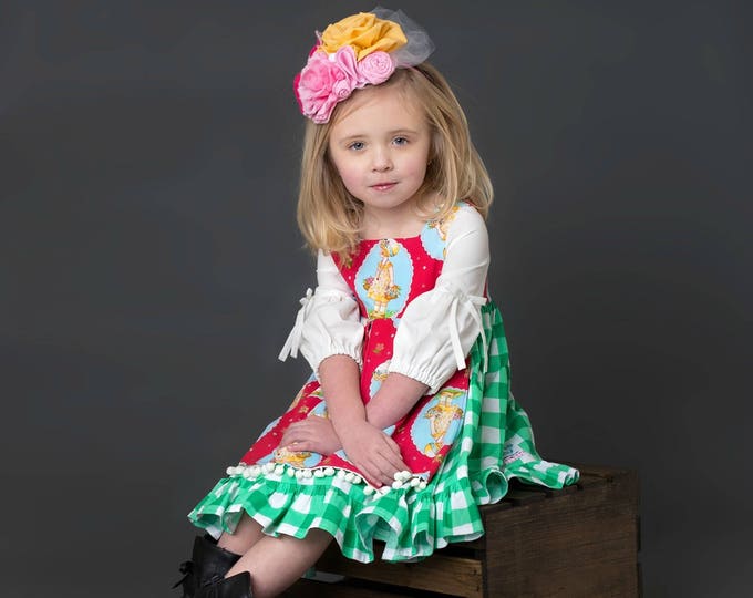 Little Girls Pinafore Apron Dress - Easter Dress - Spring Outfit - Buffalo Check - Toddler Girls Dress - Apron Dress - sizes 4T - 10 yrs