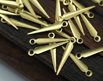 Brass Spike Charm, 50 Raw Brass Spike Charms (17x3mm) A0266