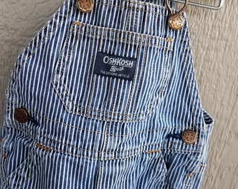 Childrens Retro Denim Blue Stripe OshKosh Overalls Size 6 mos.