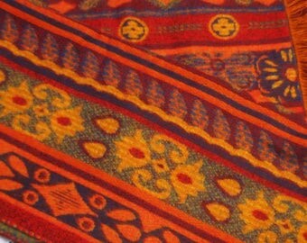 Fall Winter Scarf Shawl - Made in France - Acrylic - Reds, Golds, Greens