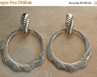 ON SALE Pretty Vintage Gold tone Large Doorknocker Pierced Earrings