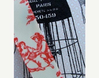 Slightly Distressed Toile French Ribbon with French Stamping