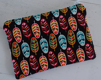 Feathers Knitting Notion Bag, Knitting Gift, Crochet Gift, Crochet Notions Bag, Knitting Notions Case, Coin Purse