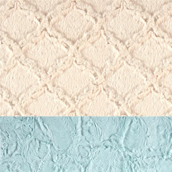Minky Adult Blanket, Blue Ivory Blanket - Minky Throw - Twin Size // Lattice Blanket // Soft Blanket // Geometric Blanket // Sea Glass