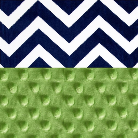 Personalized Baby Blanket - Minky Baby Blanket Boy, Bright Green Navy Chevron Baby Blanket // Baby Shower Gift // Name Baby Blanket