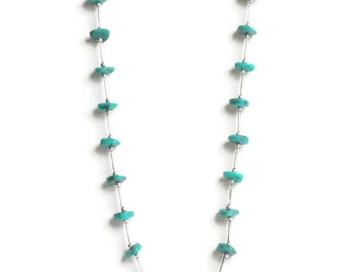 Faux Turquoise Nugget Necklace Silver Tone Southwestern Style 24 Inches Vintage