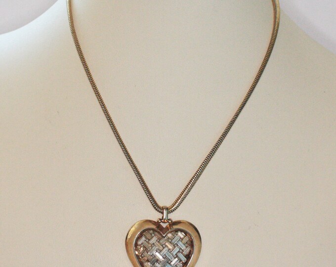 Crystal Heart Pendant Necklace Trifari Heart Throb A. Philippe 1951