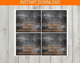 ON SALE Digital Chalkboard Style Basketball Treat Toppers INSTANT Download