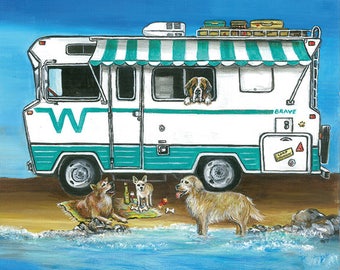 Summertime fun in the old Winnebago with friends