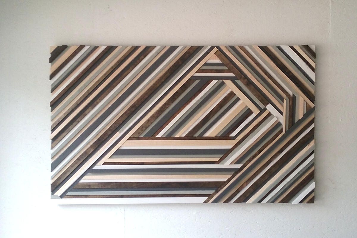 Geometric Wood Wall Art Abstract Wood Sculpture Triangles