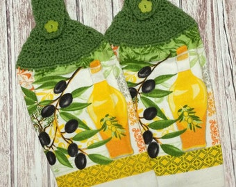 Crochet Kitchen Towels Towel Toppers Crochet Hanging Dish Towels Crochet Dish Towels Olives Tea Towels Housewarming Gift