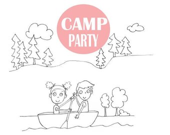 Camping Birthday Party Favor - Camp Birthday Party Favor -Camp Coloring Book - Goody Bag Kids Camping Party Treat Bags - Woodland Party