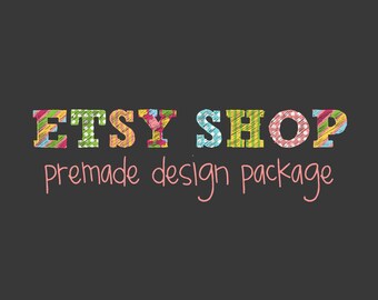 Etsy Shop Banner Avatar Set, Etsy Cover Shop Icon, Premade Design Package, Business Logo, Doodle Colors Design, Letter Patterns, Rainbow