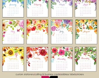 2018 Desk Calendar - Watercolor Florals with Clear Case