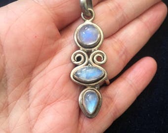 Moonstone Pendant - Sterling Silver - Vintage
