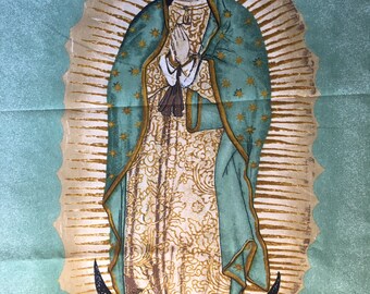 Virgen de Guadalupe Mexican Religious Fabric Panel