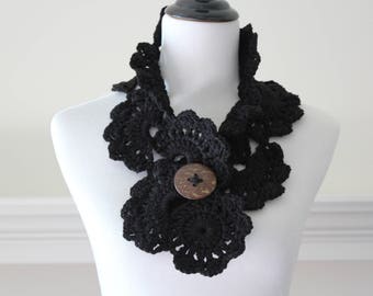 Crochet Black Scarf