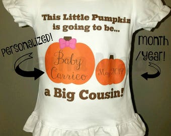 Halloween Pregnancy Announcement shirt, Big Cousin Shirt, Pumpkin Big Cousin Shirt,Big Cousin Pumpkin Shirt, Going to be a big cousin shirt