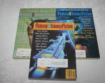 Three 3 Vintage Fantasy & Science Fiction Magazines Sci Fi Fantasy Science Fiction, 1990