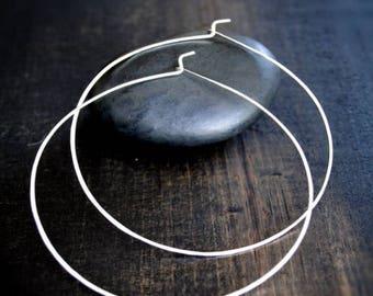 Thin silver hoop earrings, Med, Large, XL, Really Big